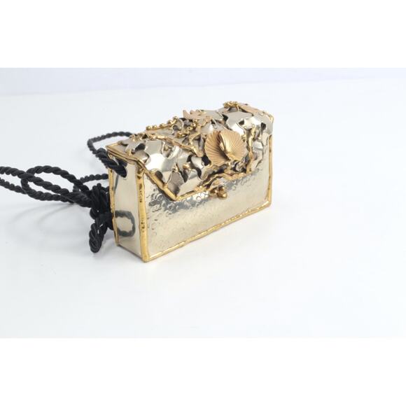 Vtg Handmade Artisan Mixed Metal Sea Life Themed Minaudiere' Evening Bag 1980's - Picture 15 of 16